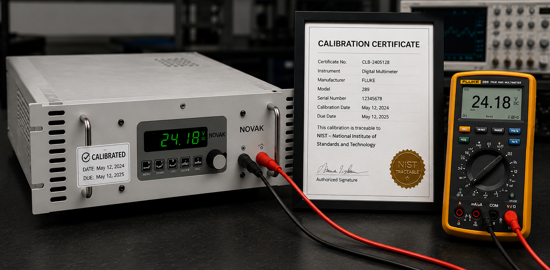 Novak rectifier calibration with NIST-traceable test equipment