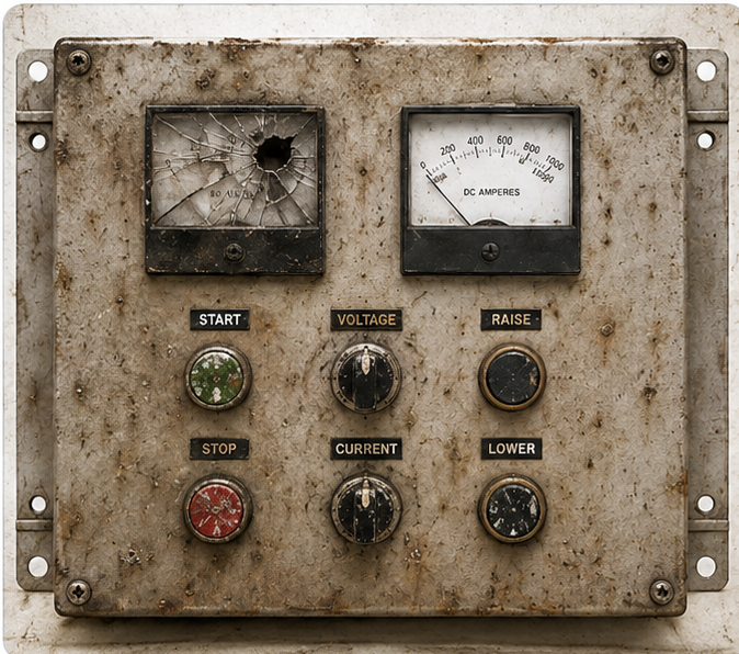 Old obsolete rectifier control panel